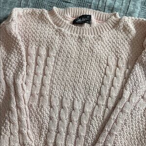 John Weitz Vintage Pale Pink Cable Knit Sweater Medium
